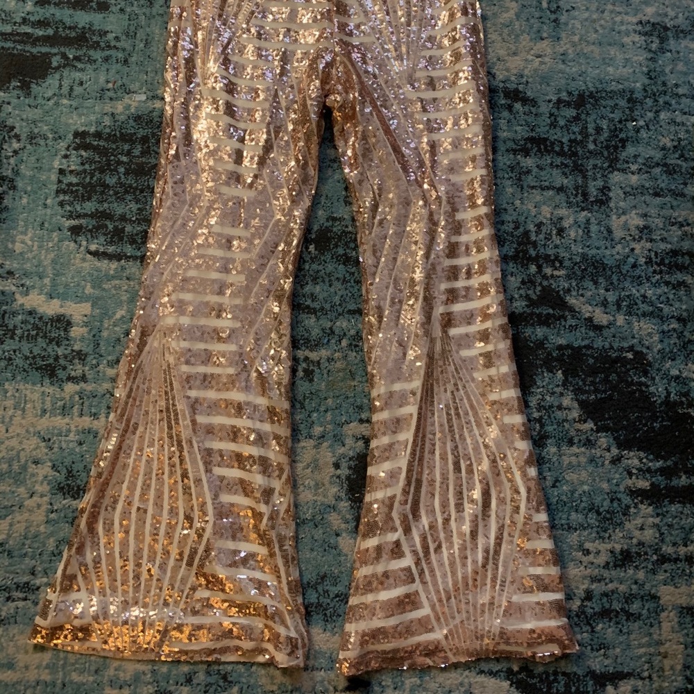XL Gold flare sequin pants